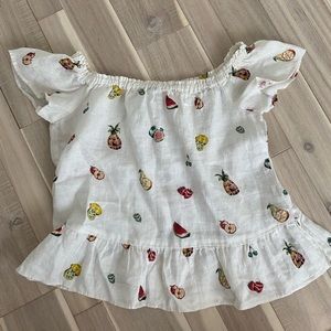 Linen off-the-shoulder zara basic shirt with fruit